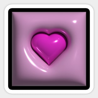 pink 3d heart in 3d cushion Sticker